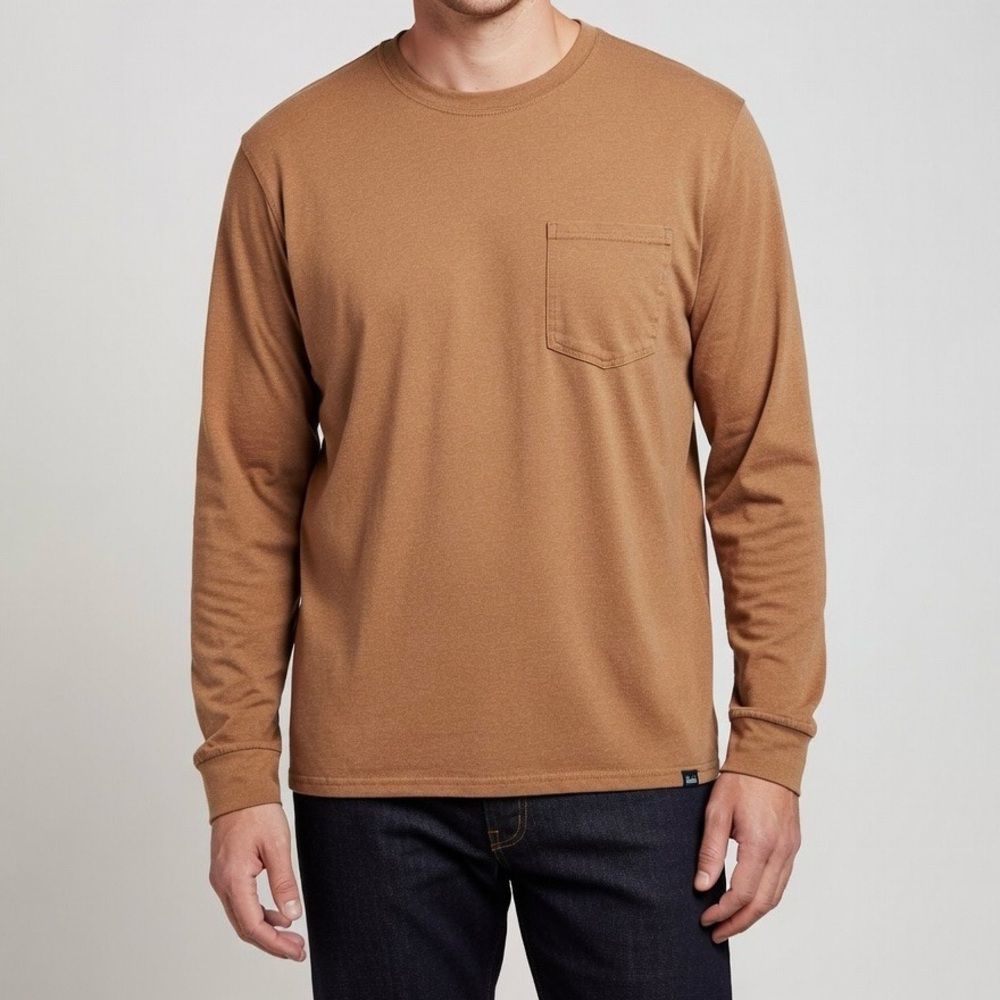 Woolrich Green Label Men’s Long Sleeve Pocket T-Shirt - Size XL - Camel Brown